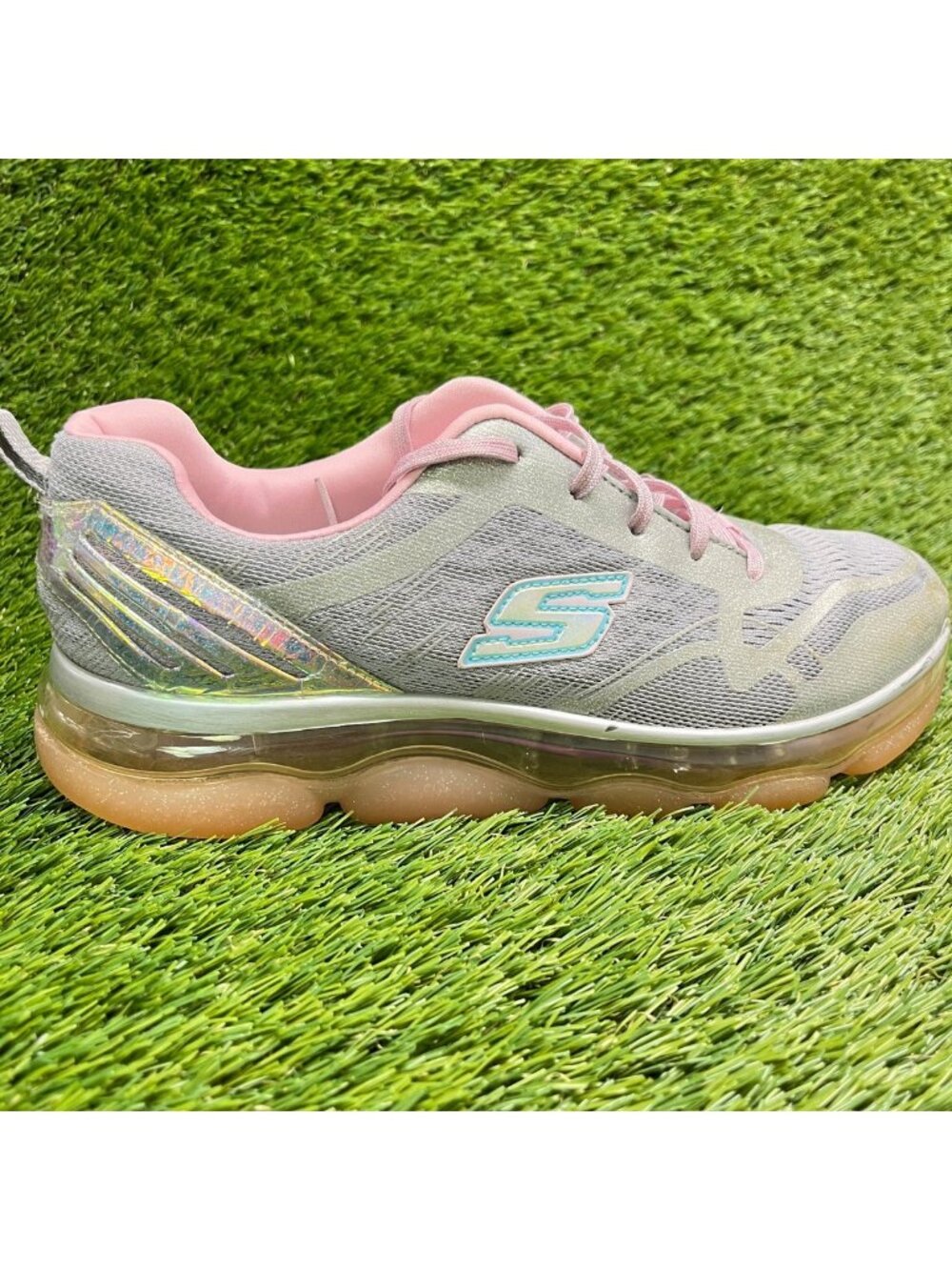 Skechers Skech Air Radiant Girls Size 6Y Gray Athletic Running Shoes Sneakers